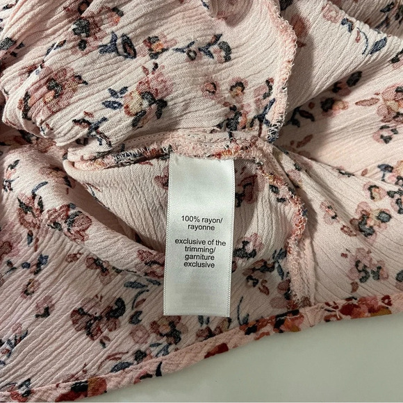 Maurices Tunic Babydoll Top Pink Ditsy Floral Print Lace-up Front Medium Women’s - Picture 11 of 12